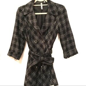 Heart Soul Belted Lightweight Jacket Coat Black & White size Medium
